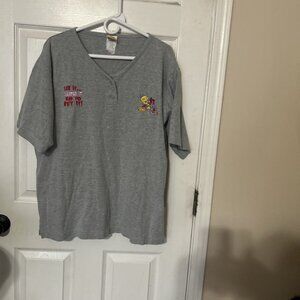 Vintage 90s Looney Tunes Tweety Bird Henley T Shirt Women's 18/20 Gray Buy It